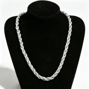 Luxury Iced Out Rope Chain Necklace & Bracelet Set Moissanite 18K Gold Plated 925 Silver Hip Hop Jewelry Trendy Affordable Bling Gift for Men Women