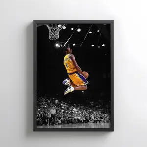 Kobe Dunking Poster - Black Mamba Basketball Wall Art, Product without frame