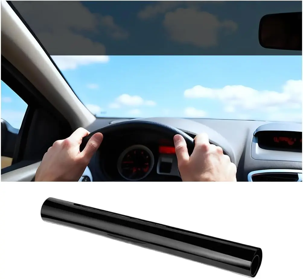 30% VLT Front Windshield Tint Sun Visor Strip UV Rejection Heat Reduction Solar Protection Sticker Universal for SUV Sedan Truck