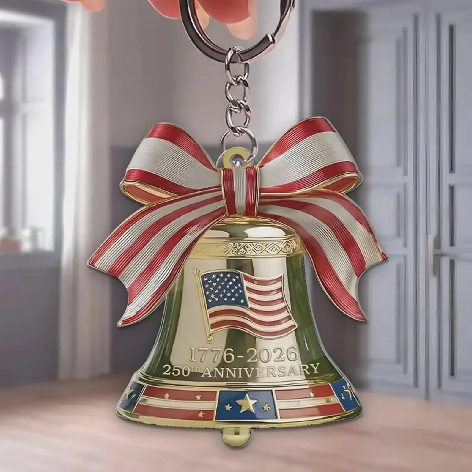 United States 250th Anniversary Bell Keychain, America Semiquincentennial 1776–2026 Keychain, Patriotic USA Souvenir Gift