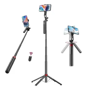 Retractable Phone Tripod, Portable Phone Selfie Stick with Remote Control, Phone Tripod Stand for Travel, Sports, Outdoor, Cellphone Accessories