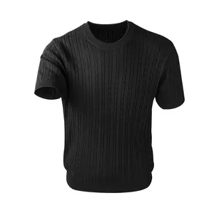 #SummerVibes 2026 Men's Knitted Sweater Casual Business Basic Solid Color Cable Knit for Spring and Summer
