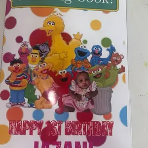 Kids Custom Happy 1st Birthday Jazani Sesame Street Characters Personalized Book