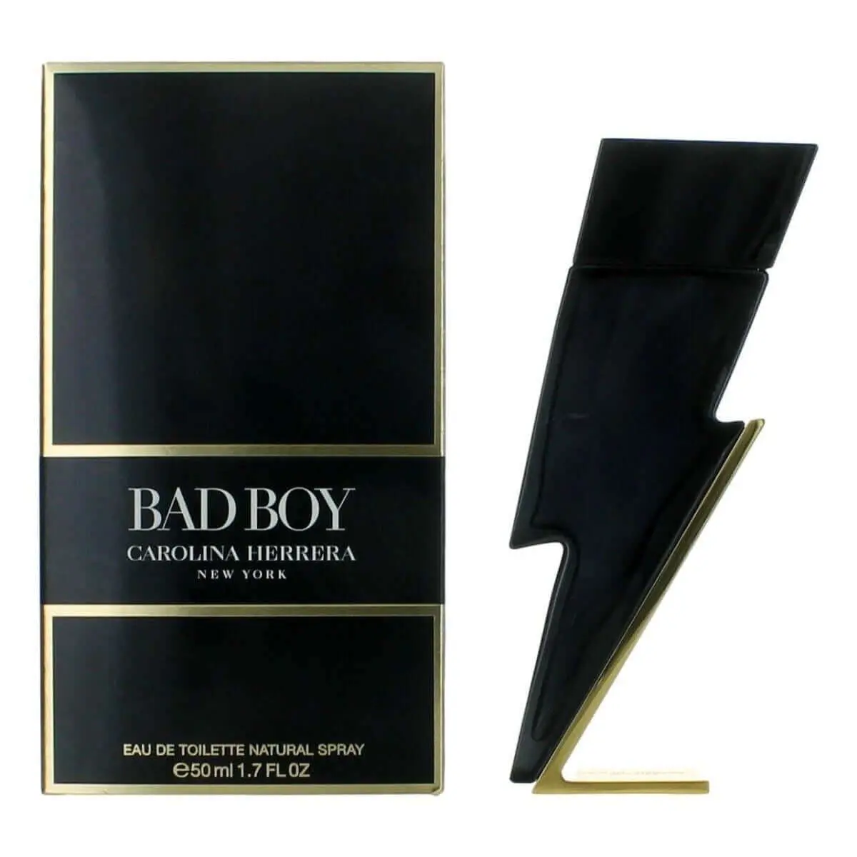 Carolina Herrera Bad Boy Eau de Toilette (EDT) Spray, 1.7 fl oz, Boxed Men's Luxury-Inspired Modern Fragrant Fragrance, Aromatic Woody Scent with Cedar & Amber Notes, Aromatic Woody Fragrance, Boxed Men's Fragrance