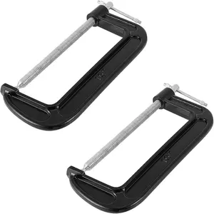 2 Packs 10 Inches Black C Clamp, Malleable Iron C-clamp, Heavy-Duty C-Clamp for Metalworking, Woodworking, 6-Inch Max Jaw Opening, 3-1/2 Inch Throat Depth