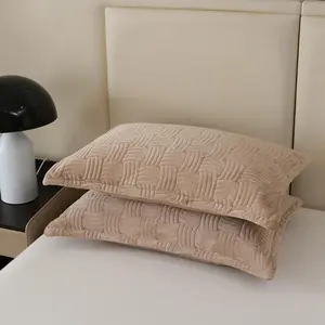 Solid Color Quilted Pillowcase without Filler, 2 Counts Soft Comfortable Pillow Cover, Pillow Protector for Home Bedroom Dormitory Hotel