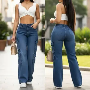 P77-30 Colombian Cargo strech Jeans for Women - Stylish Denim with Pockets - Comfortable Fit - Fashionable Design