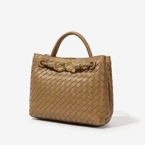 Hand-woven Large-capacity Handbag 2026 New PU Leather Shoulder Messenger Women's Bag Crossbody Lightweight Laptop Tote Decorated sardine Waterproof Checkered Letter Print Strap Solid Color Heart