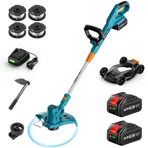 【Seesii】 String Trimmer, 12’’ Cordless Weed Wacker & Edger with 2 * 4.0Ah Batteries - Electric Lawn Mower with 1.3’’/2.1’’ Adjustable Deck - 3-in-1 Battery Lawn Mower for Garden/Yard Outdoorfun