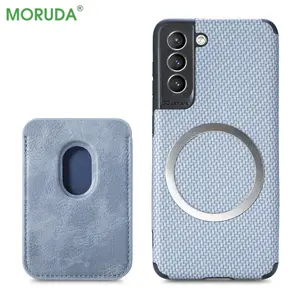 Wireless Charger Magsafing Wallet Cover For Samsung Galaxy S21 S20FE A52 A30 A50 A70 S10 Plus A12 A32 Note 20 Fiber Texture Case