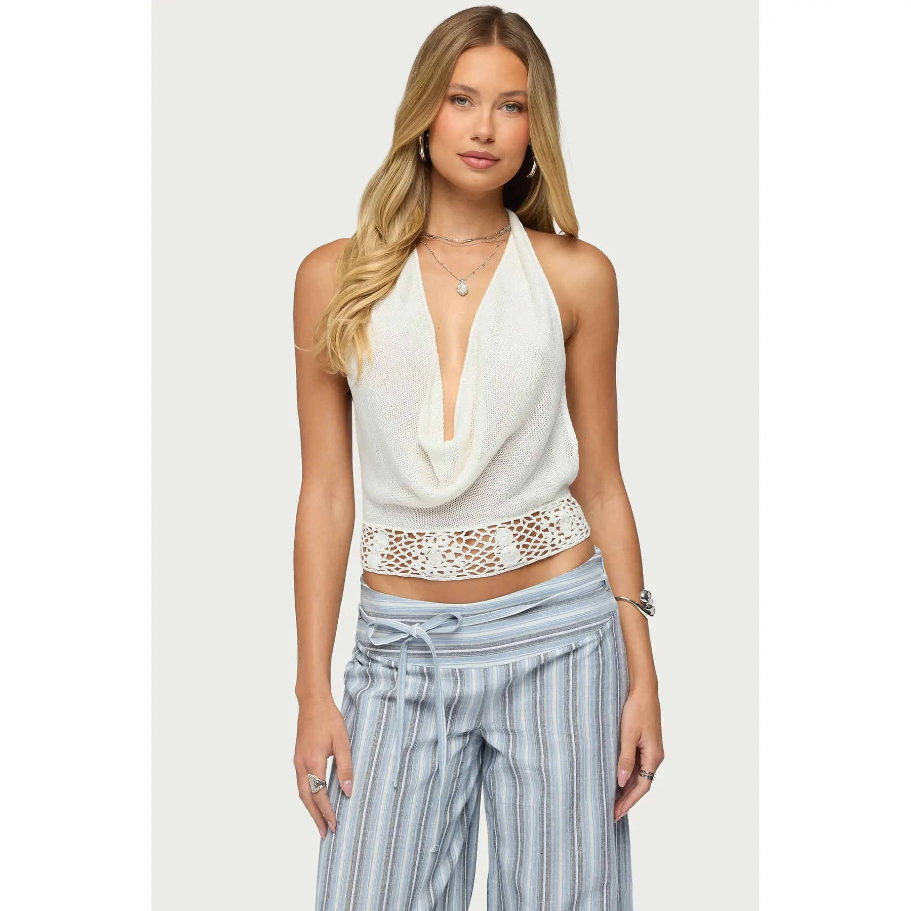 Ennis Crochet Waist Knit Top