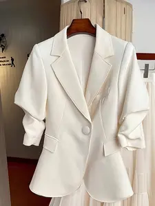 Elegant Blazer Jacket for Women, Chic Long Sleeve Button Front Design, Fitted, Perfect for Fall & Winter, Casual Office Wear