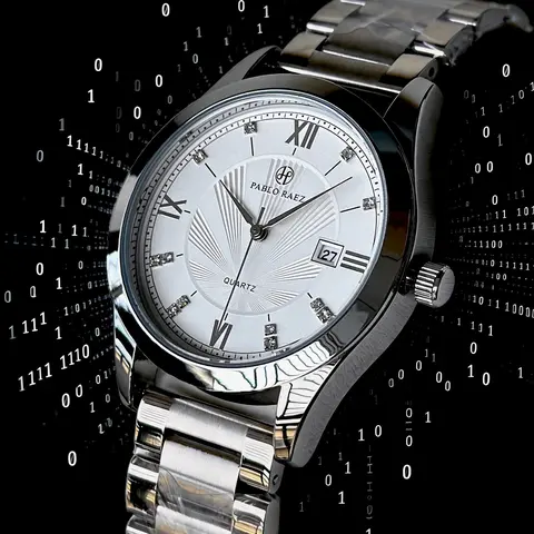 Men's Stainless Steel, Simple Calendar Design, Dial Silver Color Band, Business Casual Style, Perfect Gift for Men, Stainless Steel Wristwatch, Quartz Analog Watch, Business Quartz Watches, Analogue Quartz Watch