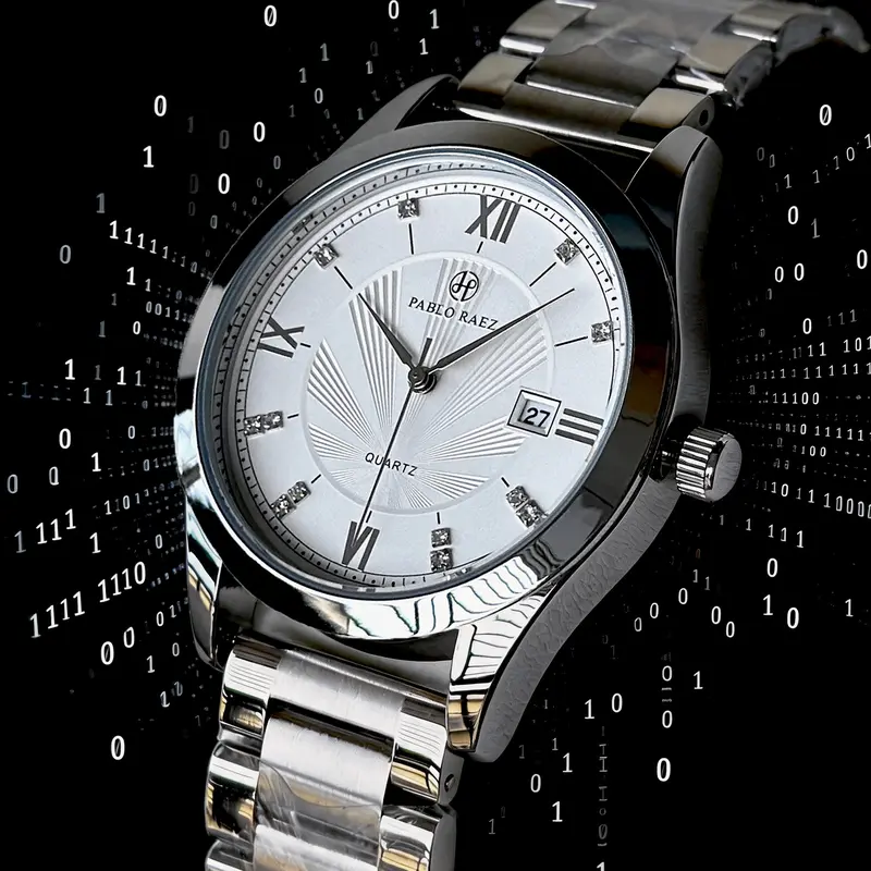 Men's Stainless Steel, Simple Calendar Design, Dial Silver Color Band, Business Casual Style, Perfect Gift for Men, Stainless Steel Wristwatch, Quartz Analog Watch, Business Quartz Watches, Analogue Quartz Watch