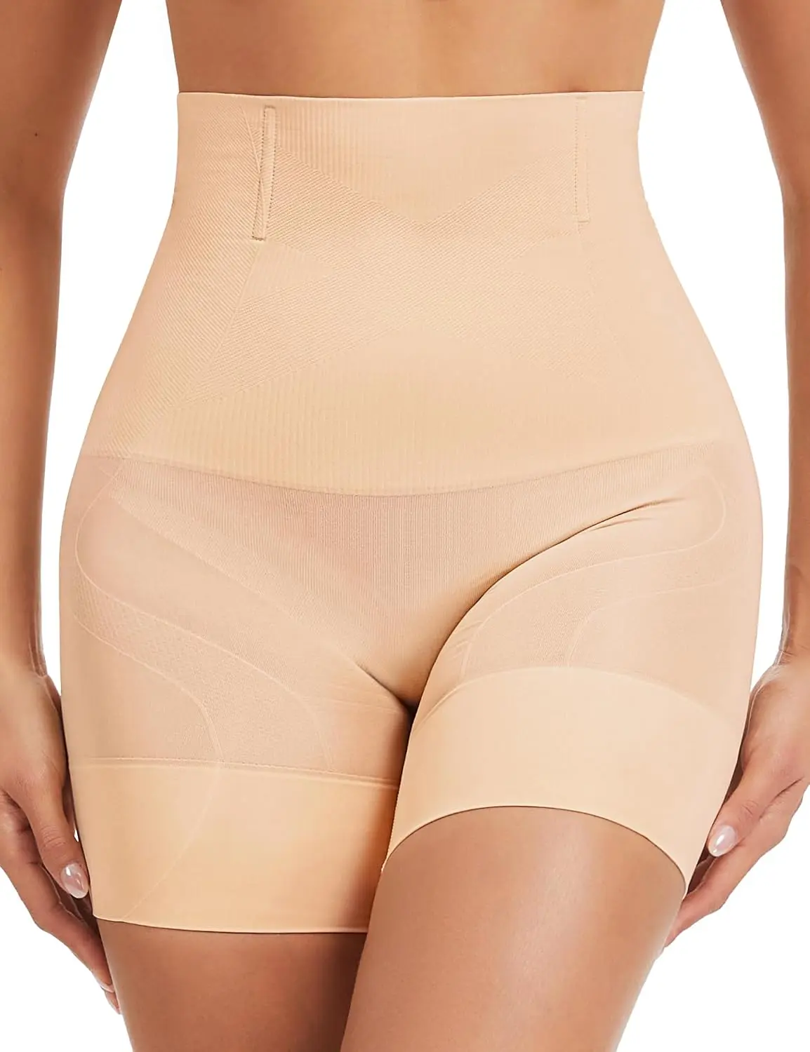 Women's Seamless High-Waisted Tummy Control Shapewear Shorts - No-Roll Under-Dress Body Shaper