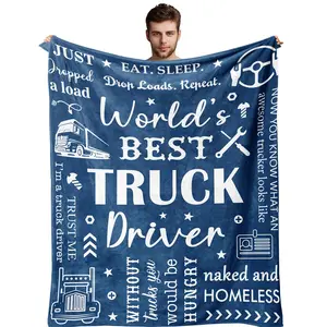 Truck Driver Men Gift, Best Truck Driver Gift, Father's Day Present, Creative Truck Lover Gift, Flannel Blanket, Slogan Print Blanket for Birthday Christmas Anniversary Thanksgiving