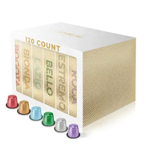 Piu Bello Coffee Pods Variety Pack - Nespresso Machine (Original) Compatible Capsules - Light Roast, Dark Roast, Chocolate, Nuts, Caramel - Rich & Balanced Taste, Kosher (6 Flavor Multipack 120 Count) Bean Beverage