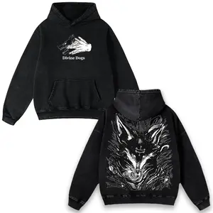 Divine Dogs JJK Megumi Anime Hoodie Double Printed Graphic Tee, Vintage Heavyweight Cotton Unisex Manga Streetwear T-shirt, Gift for Subtle Anime clothing