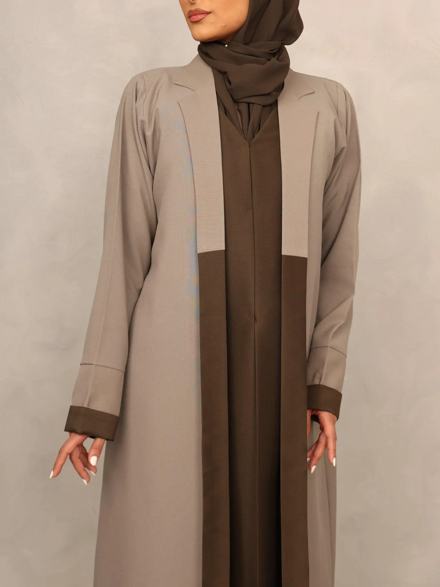 Taupe – Olive Edge Abaya set