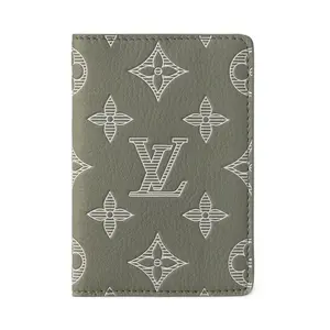 Men's Louis Vuitton Logo-Embossed Calfskin Bifold Cardholder Wallet, Olive Green Men's Pocket Organizer for Women's Card & ID Cases (Luggage & Bags Category), Men's Wallet