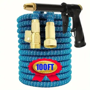 Expandable Garden Hose Set, Garden Hose with 3/4 Inch Heavy Duty Solid Brass Connector, Lightweight & Leak Proof Water Hose for Watering & Car Washing