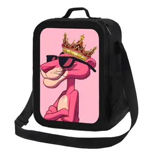 Cartoon Pink Panther anime lunch bag light and large capacity hand-held lunch bag Large Wide-open Travel Toiletry Bag