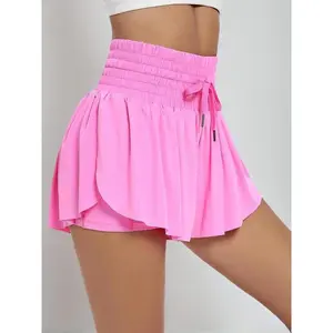 Women's Pocket Drawstring Athletic Sports Shorts, Casual Shirred High Waist Shorts, Fall Clothes, Back To School Sport & Outdoor Clothing for Yoga Workout Running, Fall Outfits Activewear