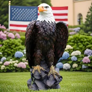 Eyisean 24.4"H Resin Outdoor Large American Eagle Statue, Majestic Indoor Bald Hawk Efigy, All-Weather Hand-Painted Bald Eagle Decoration, Patriotic Themed Ornament for Office, Garden, Courtyard, Entryway