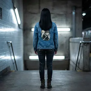 Wolf Howl Moon denim jacket | Wolf graphic Jacket, Back Print