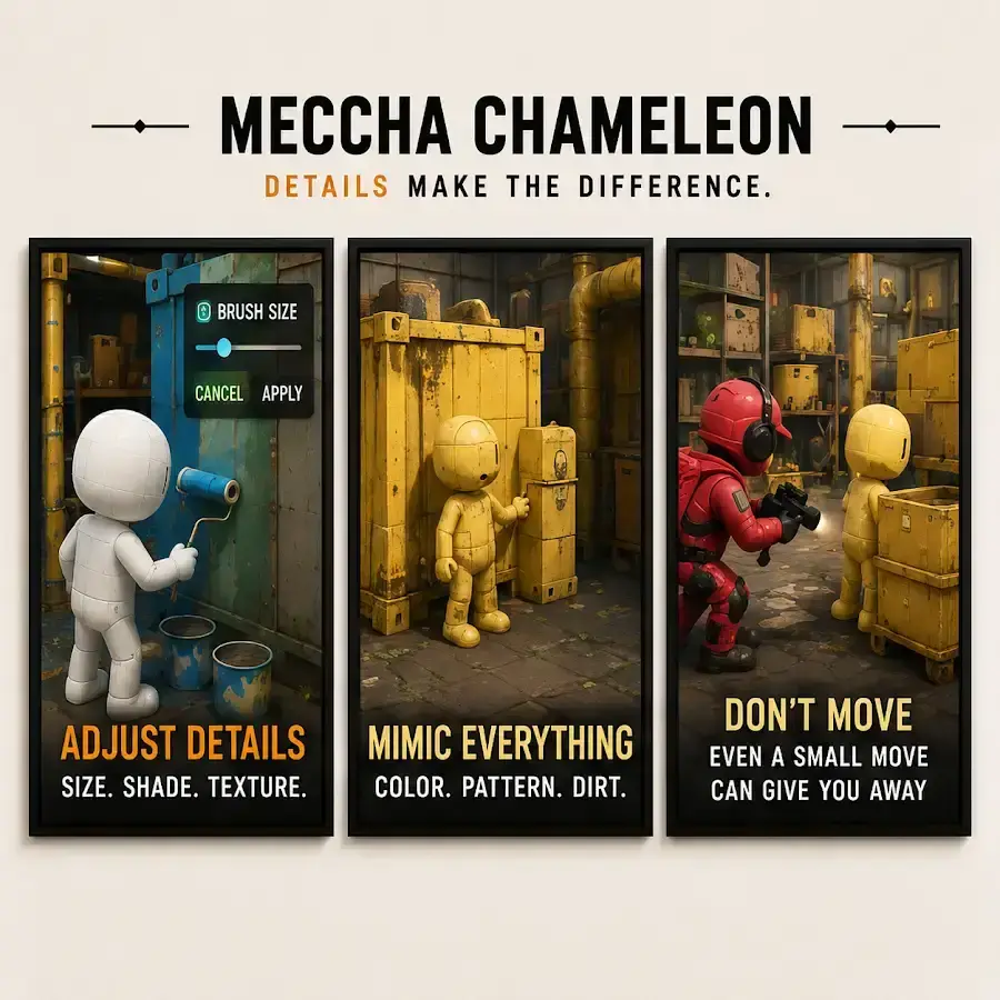 Meccha Chameleon Precision Texture 3 Panel Poster Set, Color & Detail Customization Wall Art, Gamer Room Modern Prints