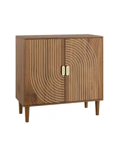 Walnut Storage Cabinet with Line Groove Design