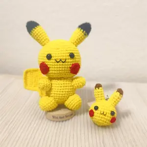 PIKACHU Crochet Collection, Pikachu Toy Doll, Amigurumi Pikachu Crochet Plushie, Crochet Pokemon Pikachu Head Keychain, Gift for Her