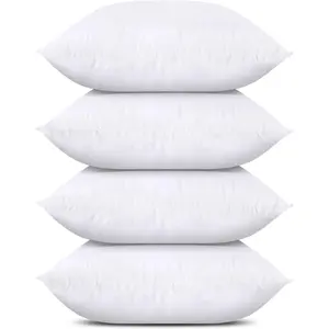 Throw Pillows (Set of 4, White), 18 x 18 Inches Pillows for Sofa, Bed and Couch Decorative Stuffer Pillows