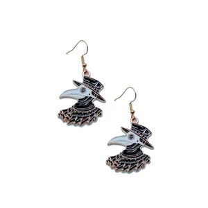 Black plague Crow 2 earrings Dangle earrings set. Unisex dangle earrings. Fashion design