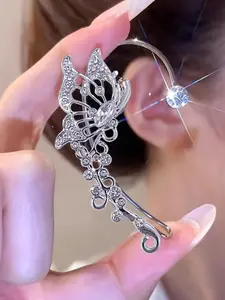 Fashion Butterfly Design Ear Cuff, Elegant Rhinestone Decor Ear Jewelry for Party, Daily Clothing Decor, Trendy All-match & Exquisite Jewelry for Birthday Gift, Fashion Butterfly Earrings
