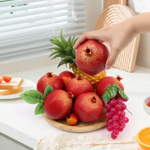 6pcs Realistic Fake Pomegranates Plastic Artificial Fruit for Home Decor