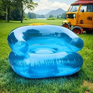 1pc High-Quality Portable Inflatable Sofa- Durable PVC, Transparent Design, No Charging Required, Outdoor Camping& Picnic Sofa for Family Gatherings, Backyard, Beach, Park