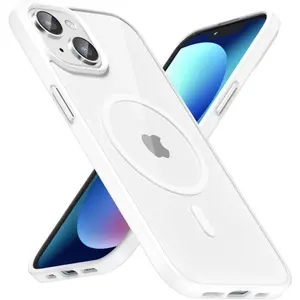 Ultra Slim Phone Case for iPhone 11/12/13/14 Plus/15/16/17 Case Clear Mag Safe, Thin Magnetic Phone Cases Compatible with Magsafe, Silicone Bumper & Transparent Hard Plastic Shockproof Protective Cover for iPhone 17 Pro Max