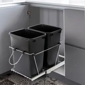ZENY Dual 35Qt/ 8.7Gal Pullout Trash Garbage Can Under Kitchen Cabinet Smooth Steel