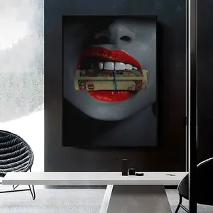 Modern Canvas - Beautiful Red Lips Canvas Painting Sexy Girl Canvas Wall Art Home Decor Posters - Unframed Print Room Gifts Colorful Ornaments Decoration Artistic