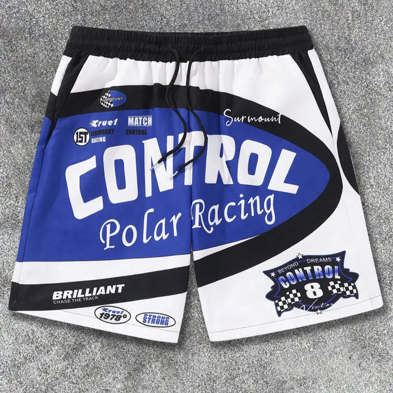 Men's Letter Print Drawstring Waistband Shorts, Graphic Shorts, Regular Fit Athletic Casual Shorts for Summer, Men's Bottoms for Daily Wear, Drawstrings Shorts