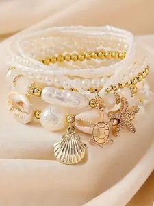 7pcs/set  Boho Shell pearl turtle charm  Anklet bracelet Set  Perfect Beach Vacation Jewelry for women summer outfit , Layered Anklet T Beaded Ankle Bracelet, Stylish shell  Foot Jewelry Set, Perfect for festival Daily Wear, Trendy Accessory for Women