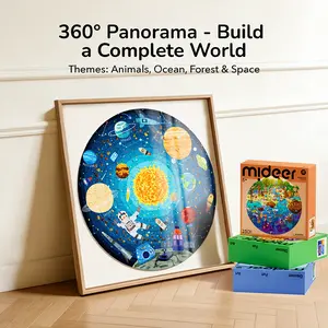 MiDeer Panoramic Puzzle 150 Pieces for Kids Ages 5+, Educational & Aesthetic Learning Toys, Wide Jigsaw Floor Puzzle with Original Artwork, Gift for Boys & Girls (Forest / Ocean / Space / Animals)