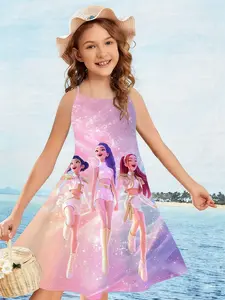 Idol Girl Group K-Pop Backless Dress, Starlight 3D Printed Summer Fashion, Comfortable Soft Casual Wear, Perfect Holiday Gift