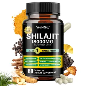 YMINGKJ Shilajit Complex Supplement - Formula Containing Ginkgo Biloba, Black Pepper, Ginseng, Rhodiola, Turmeric, - 60 Dietary Supplement Capsules