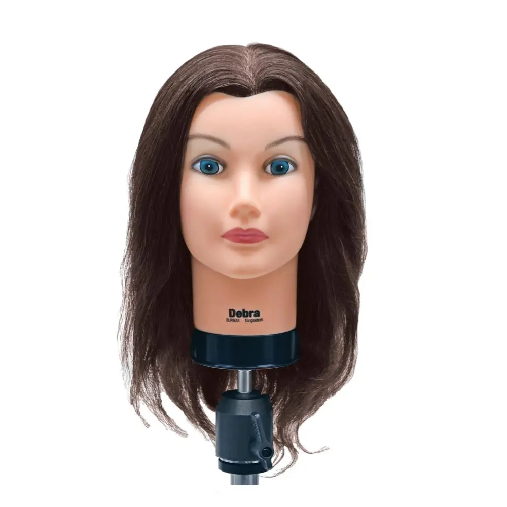 100% Human Hair Mannequin Head for Cosmetology Students - Realistic Debra Model with 17-19" Straight Brown Hair, Durable for Training & Practicing Coloring Technique, Cutting, Styling, Realistic Mannequin, Practicing Technique, Mannequin Heads