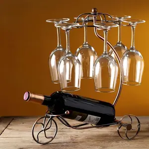 Retro Bicycle Wine Rack with 6 Glass Holder, Retro Bicycle Wine Rack with 6 Glass Holder,