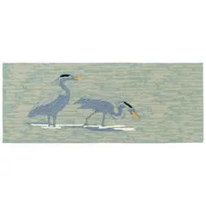 Liora Manne Frontporch Blue Heron In-Out Rug Lake 24" x 60"