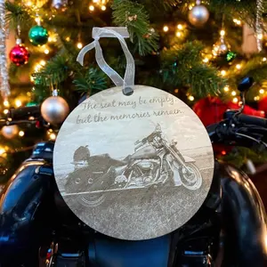 Harley Davidson Memorial Ornament | Personalized Motorcycle Christmas Tribute | Biker Loss Keepsake | Custom Engraved Ornament