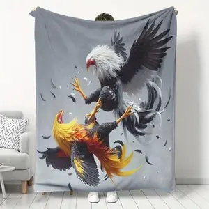 1 Piece Fun Rooster Modern Printed Flannel Blanket, Suitable for Home, Outdoor Camping, Bed, Sofa, Friends and Family Birthday Gift Blanket